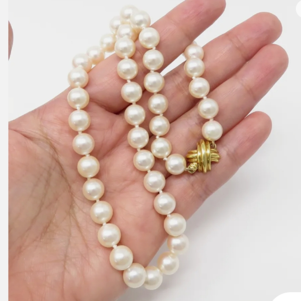 SOLD IN OUR STORE Tiffany & Co. 18K "X" Yellow Gold Cultured Pearls - Picture 8 of 10